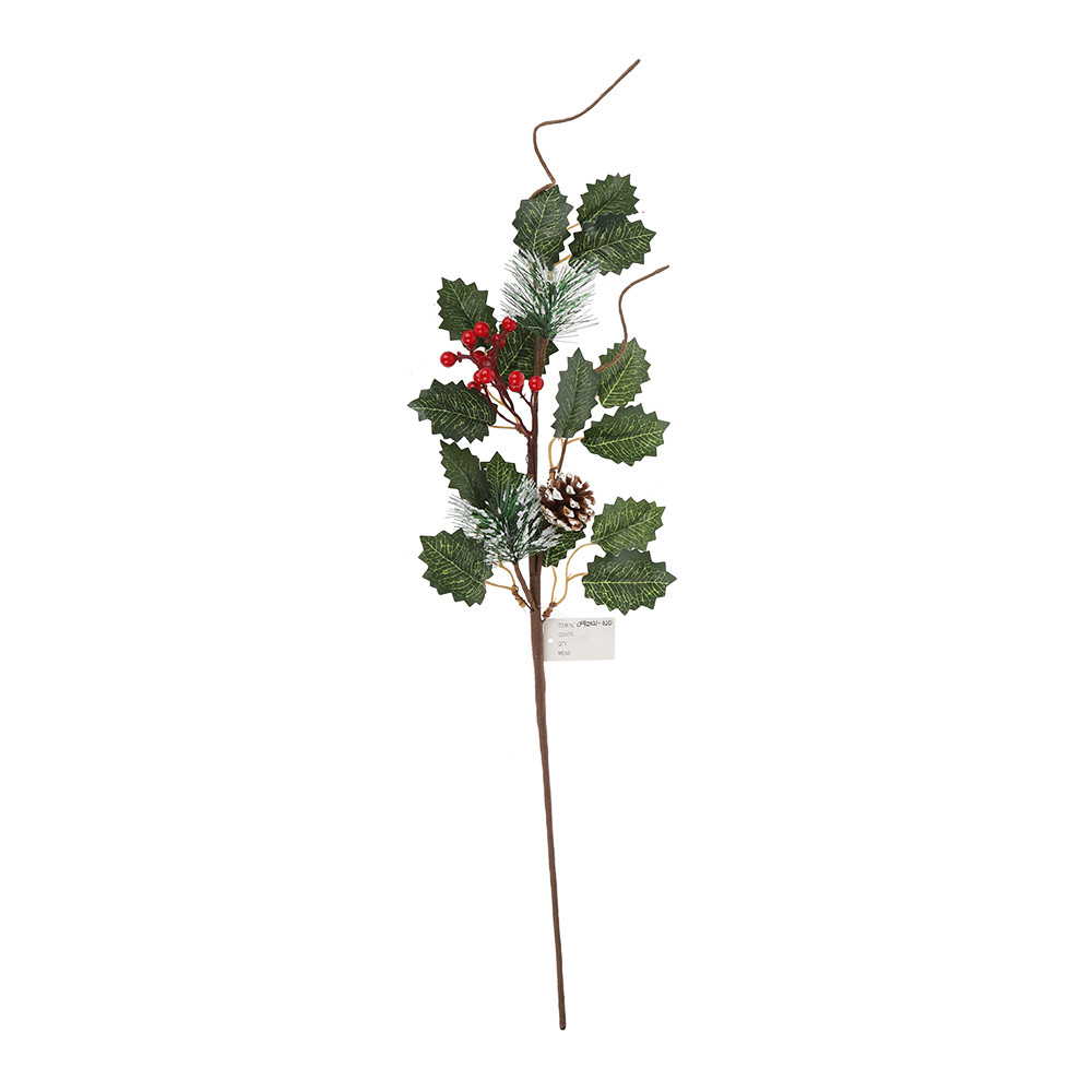 Christmas Picks Holly Red Berry Stems Festive DIY Party Decor Artificial Pine Cone Pine Tree Branch Fake Flower