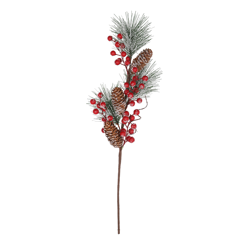 Artificial Berry Snowy Picks, Christmas Pine Picks with Pine Cones for Christmas Decorations DIY crafts