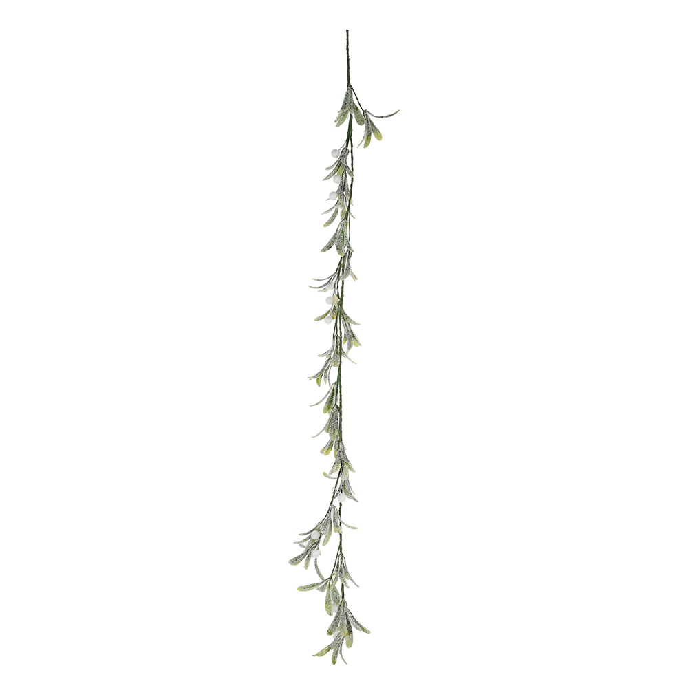 Artificial White Berry Frosted Leaf Branch garland Christmas Hanging Decoration