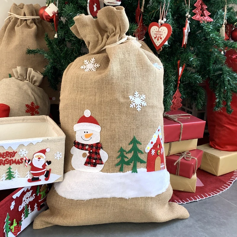 2021 Large loverly and cheap decorative Xmas Christmas Hessian Santa SacK