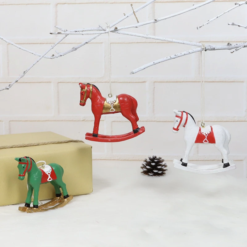 Hot sale Rocking horse Christmas tabletpop decor holiday crafts  home ornaments