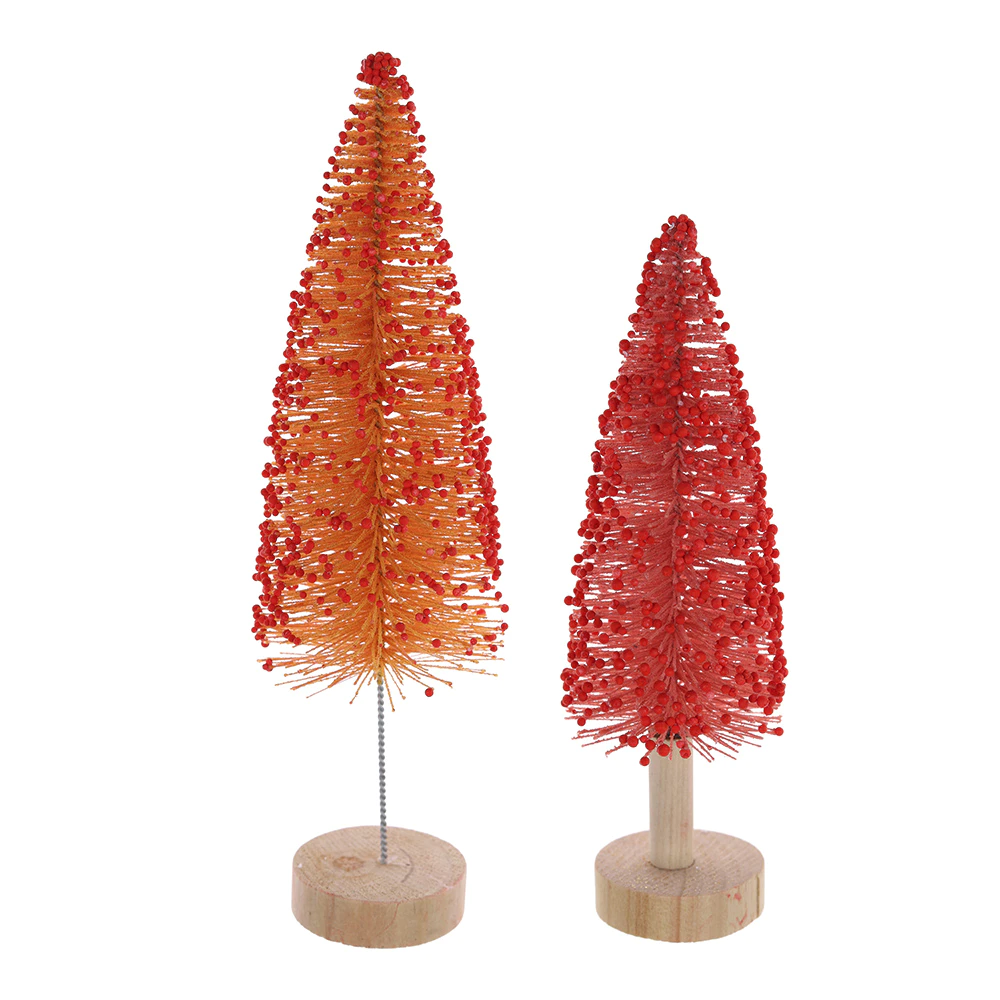 Christmas Mini Tree Artificial Bottle Brush Tree with Wood Base Holiday Home Decorations Supplier