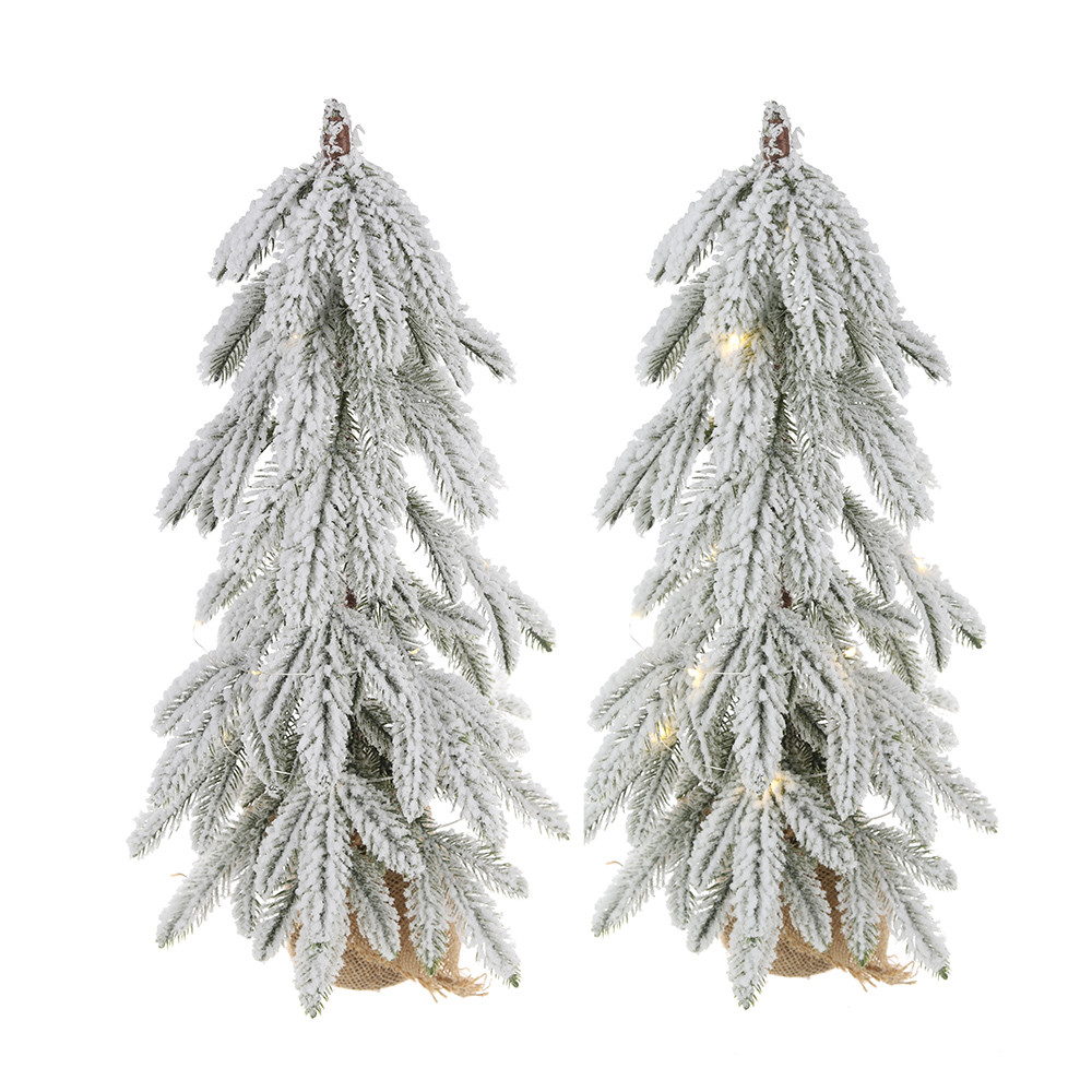 Flocked Tabletop Mini Christmas Tree Artificial White Xmas Tree Holiday Home Decorations Supplier