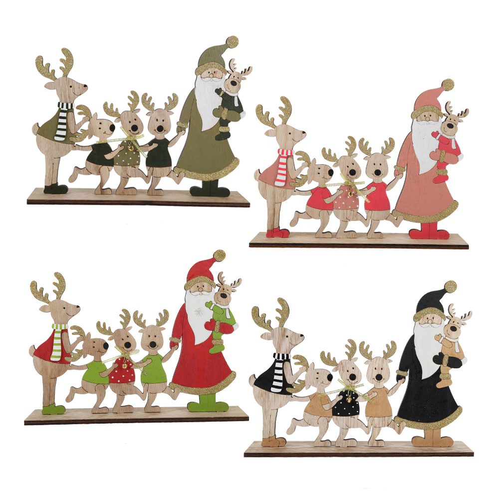 Christmas Wood Reindeer Decor for Xmas Centerpiece Ornament