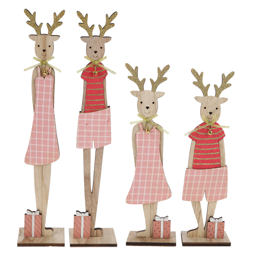 Customization Mr & Mrs Rudolph wooden standing pair Reindeer Christmas Figurine decoration