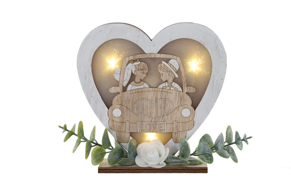 Valentine's Day Wooden LED Ornaments Love LED Wooden Ornaments Desktop Decorations Home Decorations