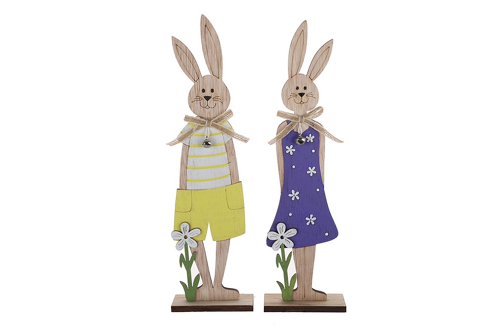 Easter Wooden Rabbit Desk Ornament Spring Home Decor Rabbit Ornament