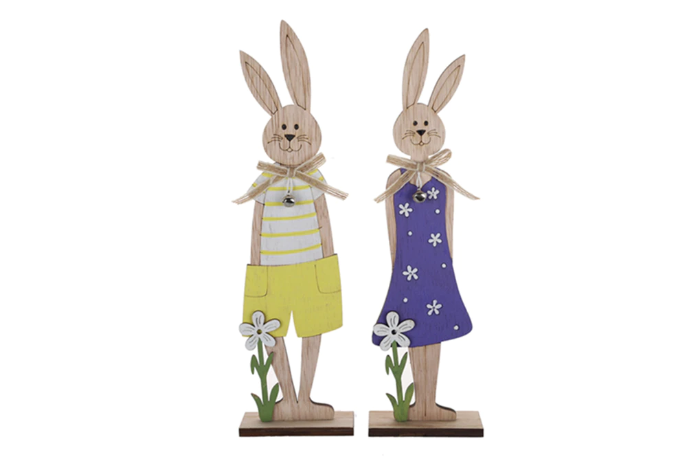 Easter Wooden Rabbit Desk Ornament Spring Home Decor Rabbit Ornament