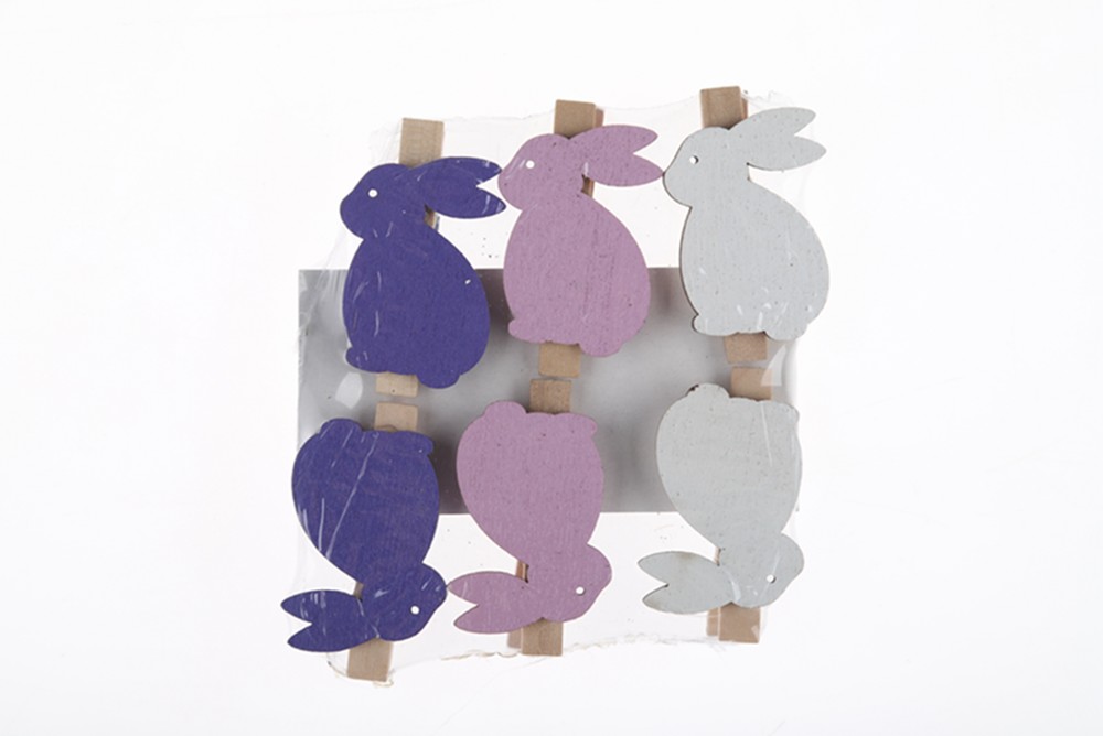 6PCS Easter Colorful Bunny Clips Photo Clips Postcards Clothes Pins Wooden Clips Wooden Crafts