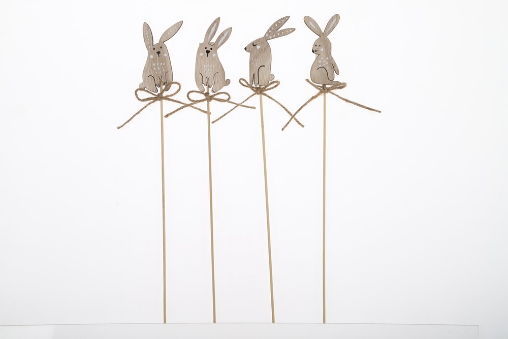 Easter Bunny Picks Wooden Cuttings Spring Home Decorations Easter Craft Supplier