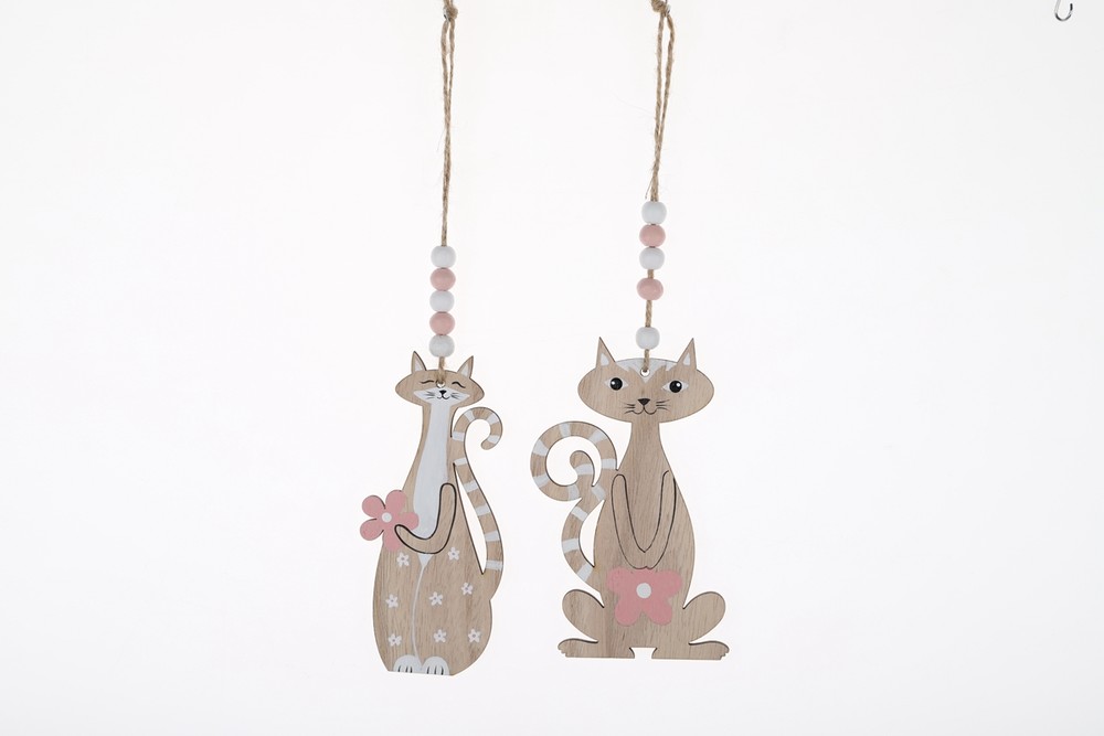 Holiday Easter Cat Pendant Wooden Pendant Spring Decorations Easter Crafts Supplier