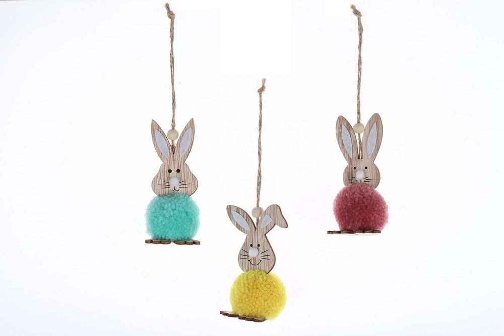 Spring Colorful Rabbit Wall Pendant Easter Wooden Pendant Party Home Decorations Craft Supplier