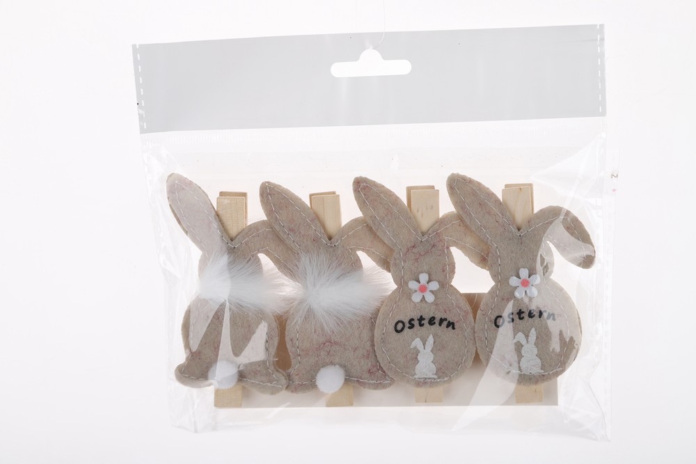4PCS/SET Rabbit Wooden Easter Decorative Wooden Clip Clothes Photo Paper Clip Clothes Pin Postcard Craft Clip
