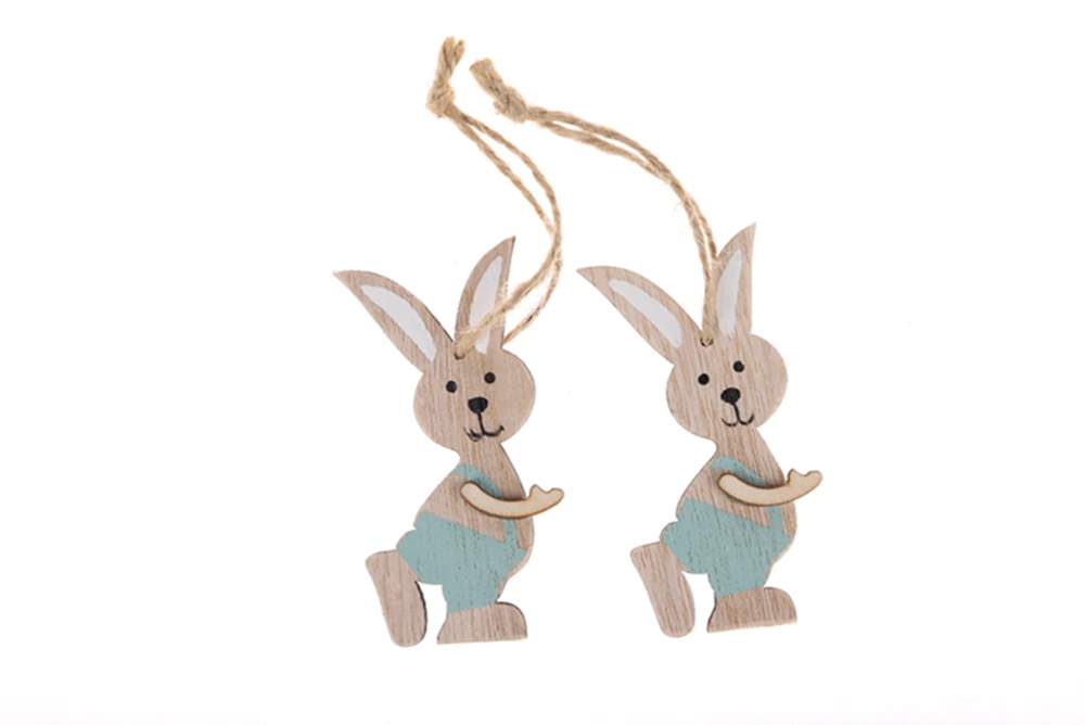 aster Wooden Bunny Pendants Rabbit Spring Hanging Ornaments Wood Crafts For Home Happy Easter Party Decor Kids Gifts