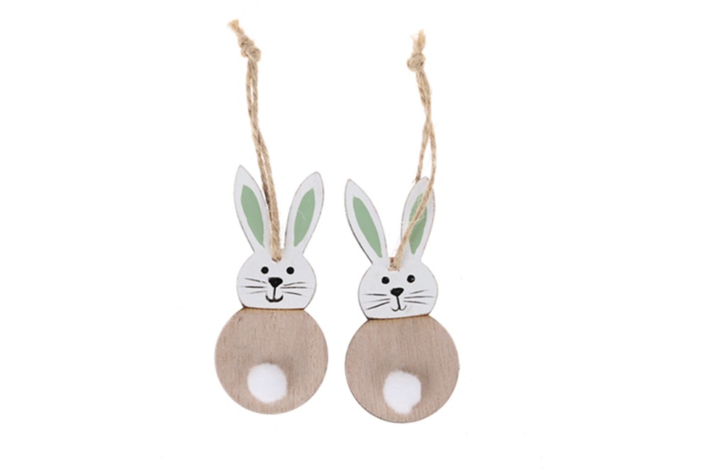 Spring Easter Party Decorations for Home Happy Easter Bunny Rabbit  Wooden Hanging Pendant