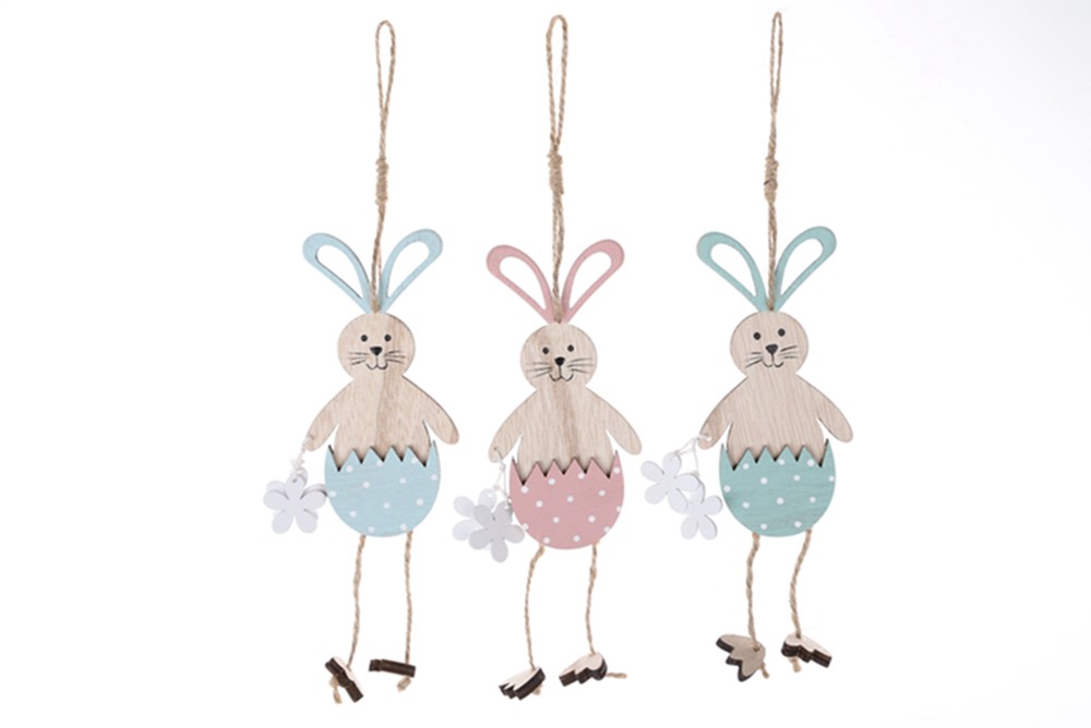 Wooden Easter Rabbit Ornaments Set Hanging Wood Crafts Animal Bedroom Party Supplies Holiday Gifts