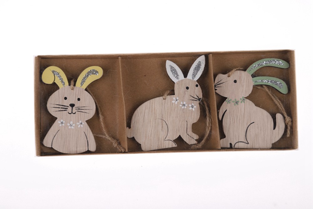Spring Easter Party Decorations for Home Bunny Rabbit Wooden Hanging Pendant Craft Party Supplies