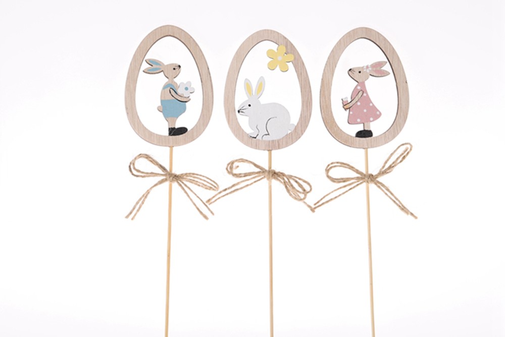 Spring Wooden Picks Easter Bunny Cuttings Home Decorations Ornament