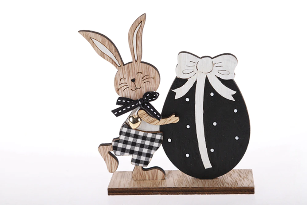 Wooden Easter Bunny Wooden Craft Ornaments Home Kids Party Decoration Supplies