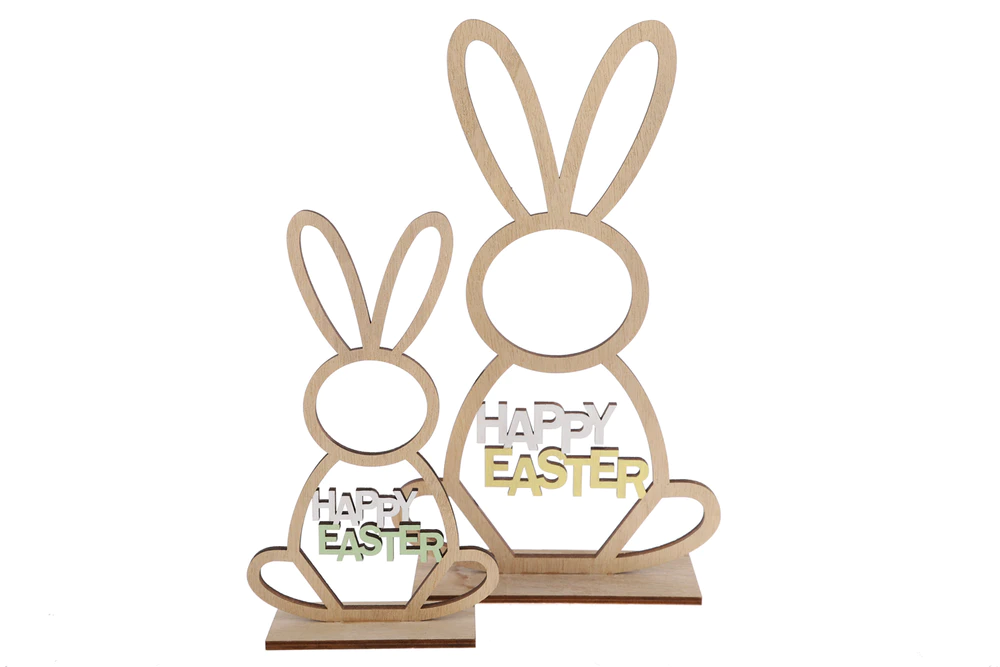 Wooden Easter Rabbit Wood Craft Ornaments for Home Kids Room Easter Party Decorations Supplies