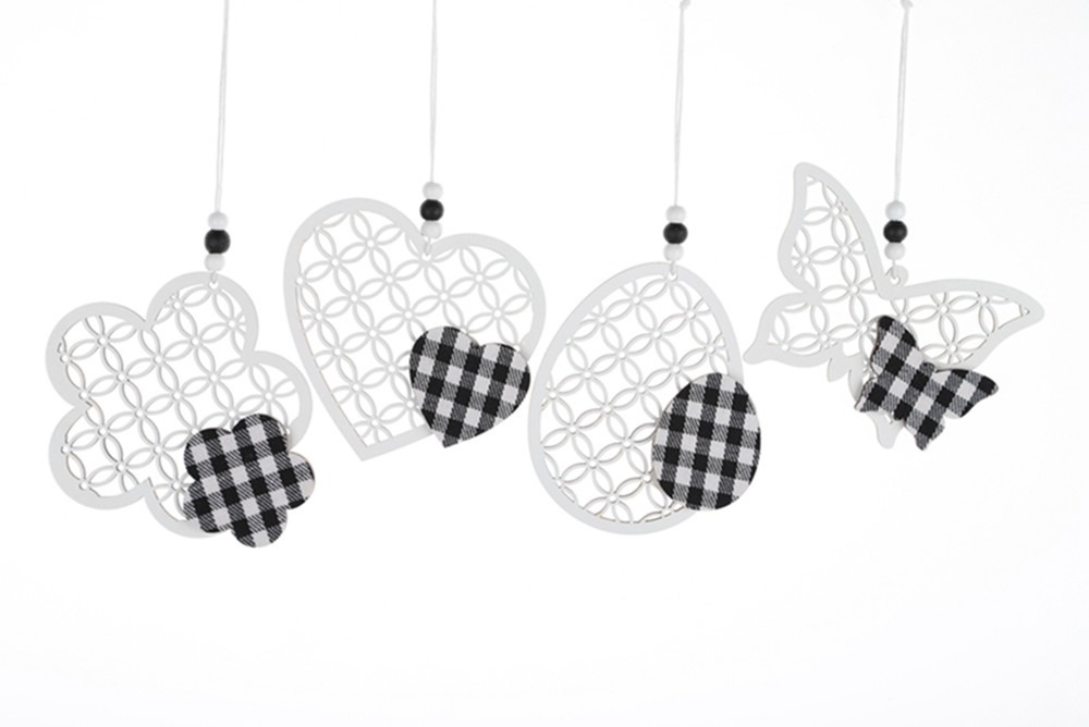 Wooden Black and White Plaid Decorative Home Listing Pendant Decoration Easter Spring Party Gifts