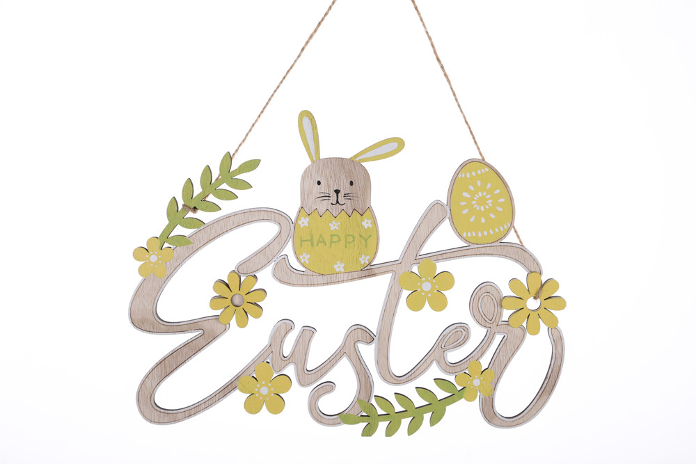 Easter Wooden Wall Hanging Decoration Rabbit Craft Spring Festive Atmosphere Decoration