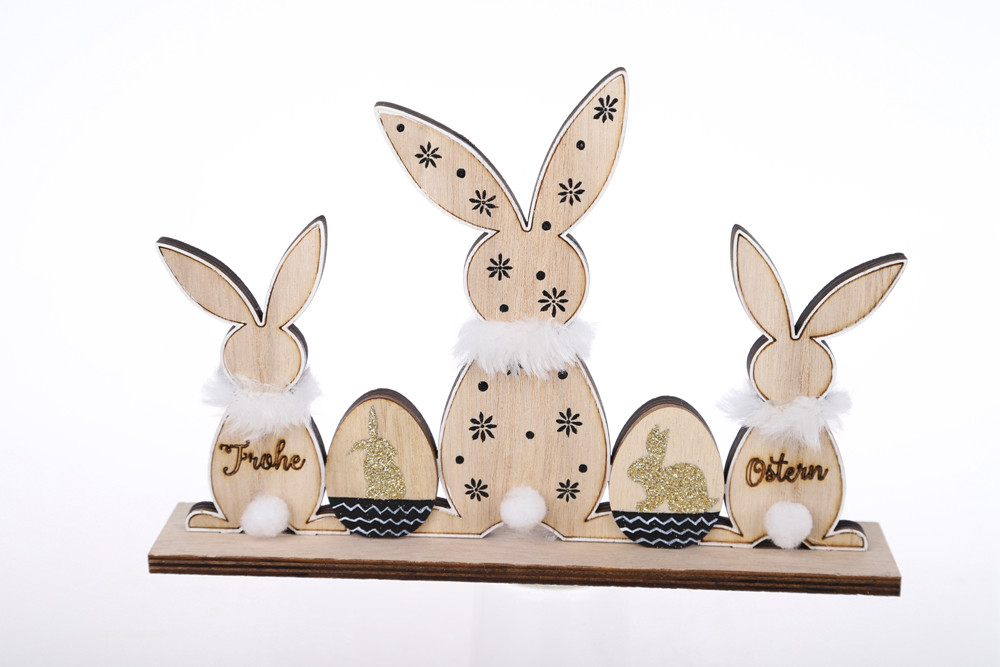 Factory Wholesale Easter Decorations Rabbit Wooden Crafts Desktop Ornaments Spring Party Decorations