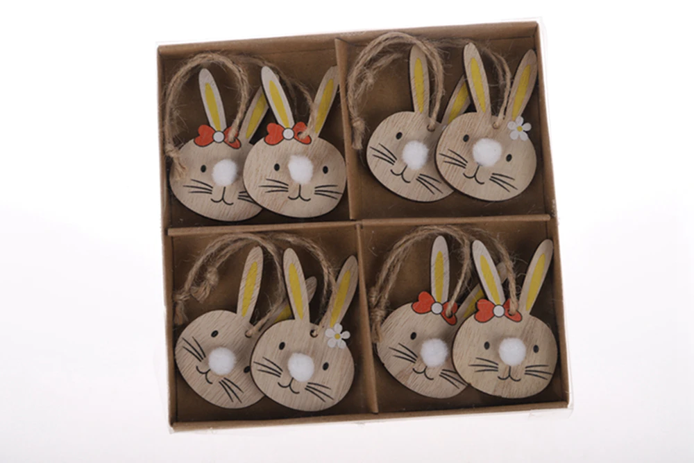 Cute Rabbit Pendant Easter Wooden Hanging Wall Decorations Children's Gift