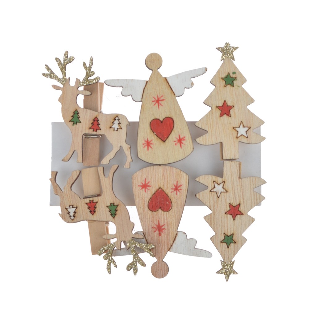 Wholesale Christmas Decoration Deer Pegs Decorative Clips Wooden Clothespin for Photo Postcard