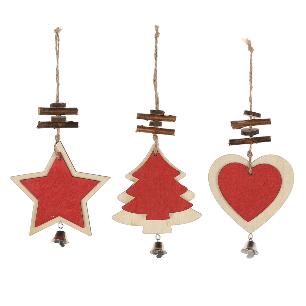 Chinese Manufacturer Christmas Tree Decor Ornaments Xmas Party Wooden Heart Hanging