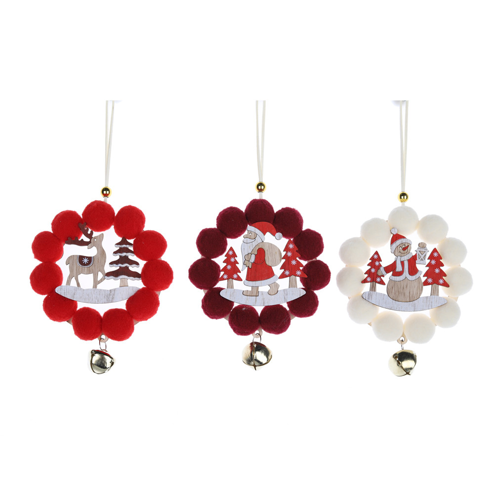 Wholesale Pom Pom Christmas Tree Hanging Decorations with mini Bell With Good Price-Tangchen