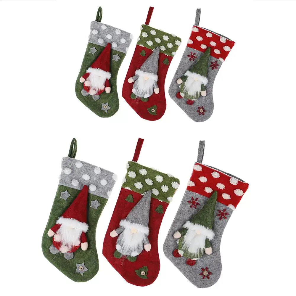 New Arrival Christmas Gnome Socks Faceless Old Man Gift Bag Winter Fireplace Hanging