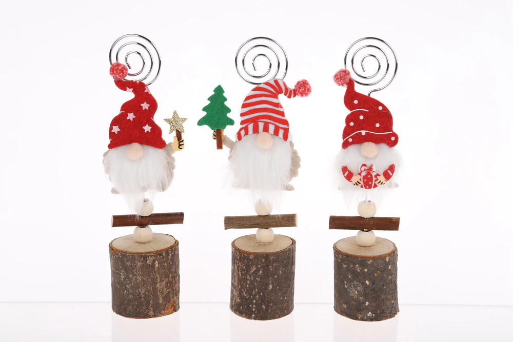 Wholesale Christmas Craft Metal Card Holder Creative Gnome Photo Holder