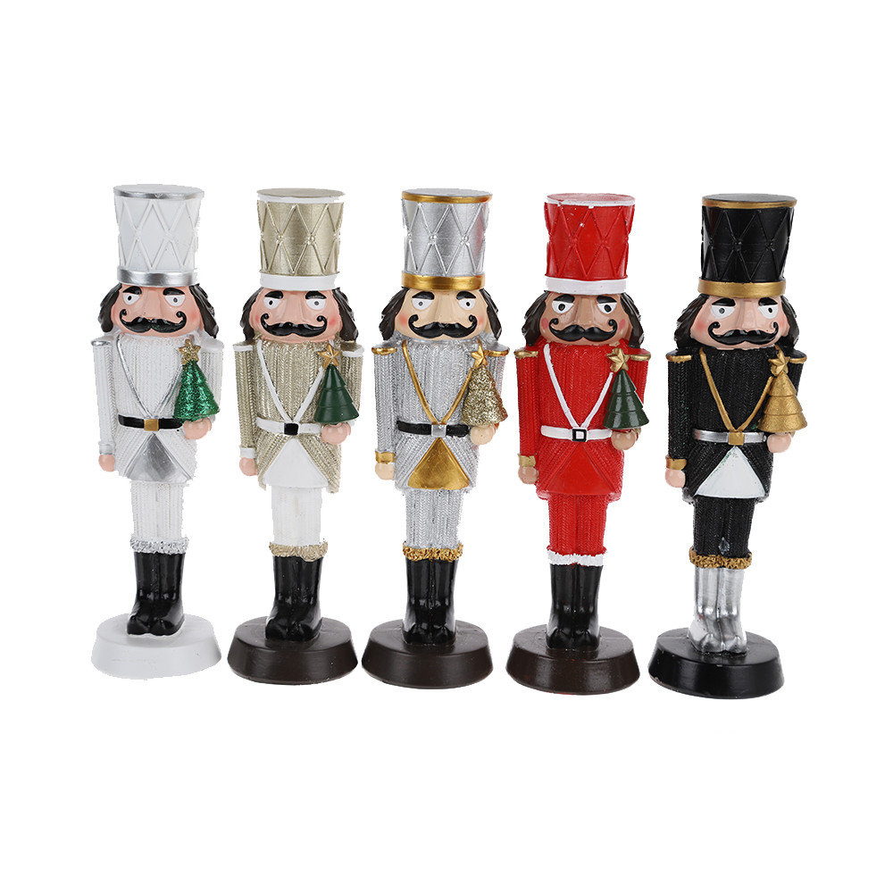 Top selling poly resin walnut king nutcracker soldier tabletop ornament Christmas decorations