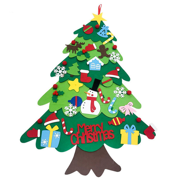Xmas Kids Gifts New Year Door Wall Hanging Decorations DIY Felt Christmas Tree Set