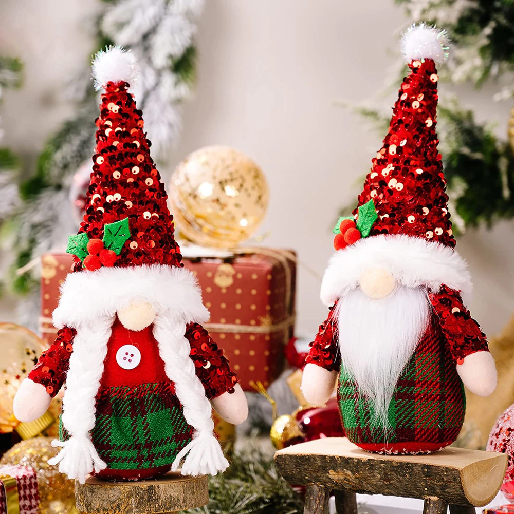 Shaking Sequin Hat Handmade Swedish Tomte Santa Scandinavian Figurine Christmas Gnomes