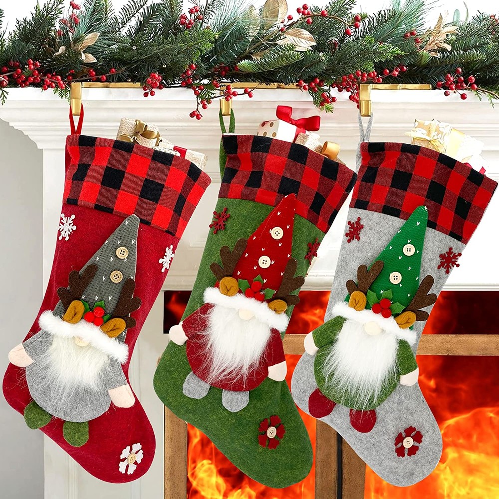 Themed Santa Snowman Reindeer Large Christmas Stockings Family Holidays Decoration