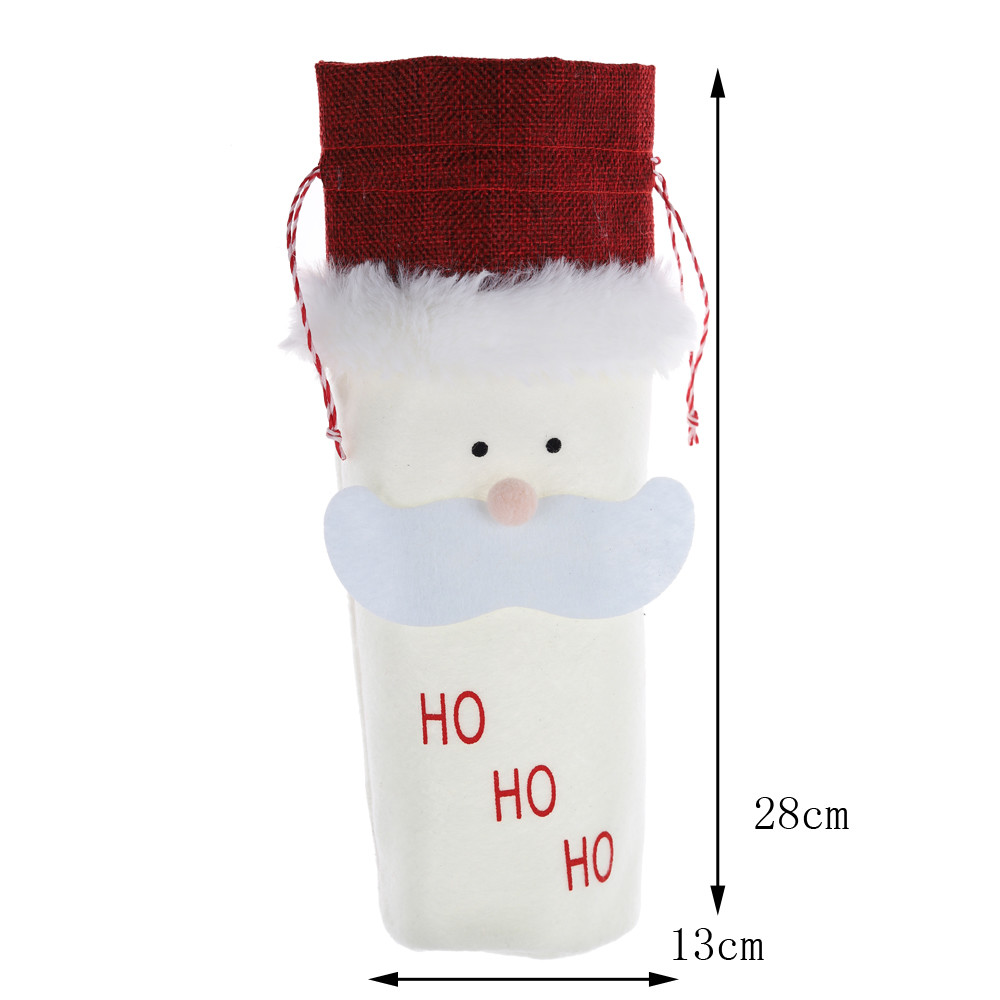 Home Dinner Party Decoration Santa Claus Christmas Drawstring Red Wine Bottle Cover Bags