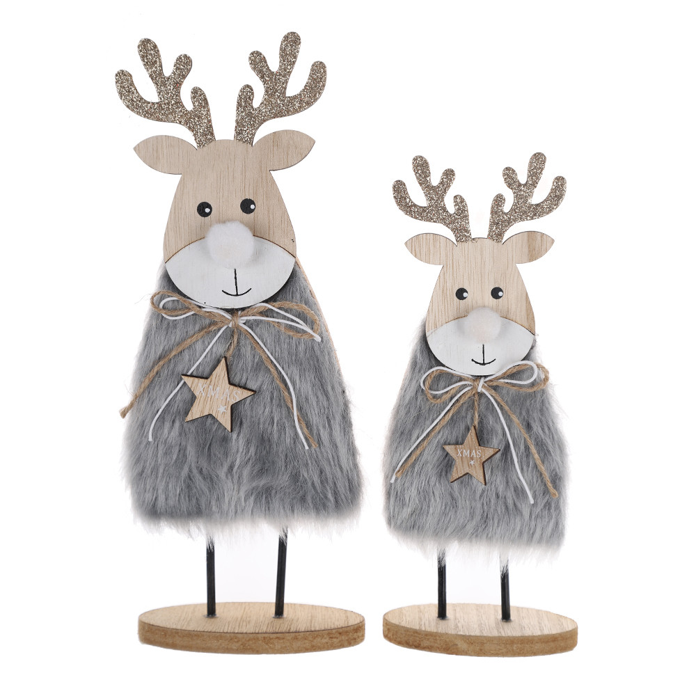 Oem Christmas reindeer with fur tabletop decorations Factory Price-Tangchen