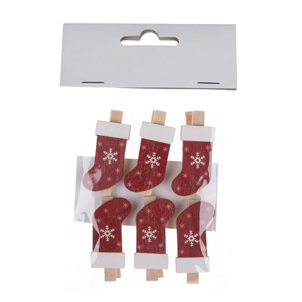 Factory Price CHristmas Stocking Shape Wood Clothespin Mini Pegs Supplier-Tangchen