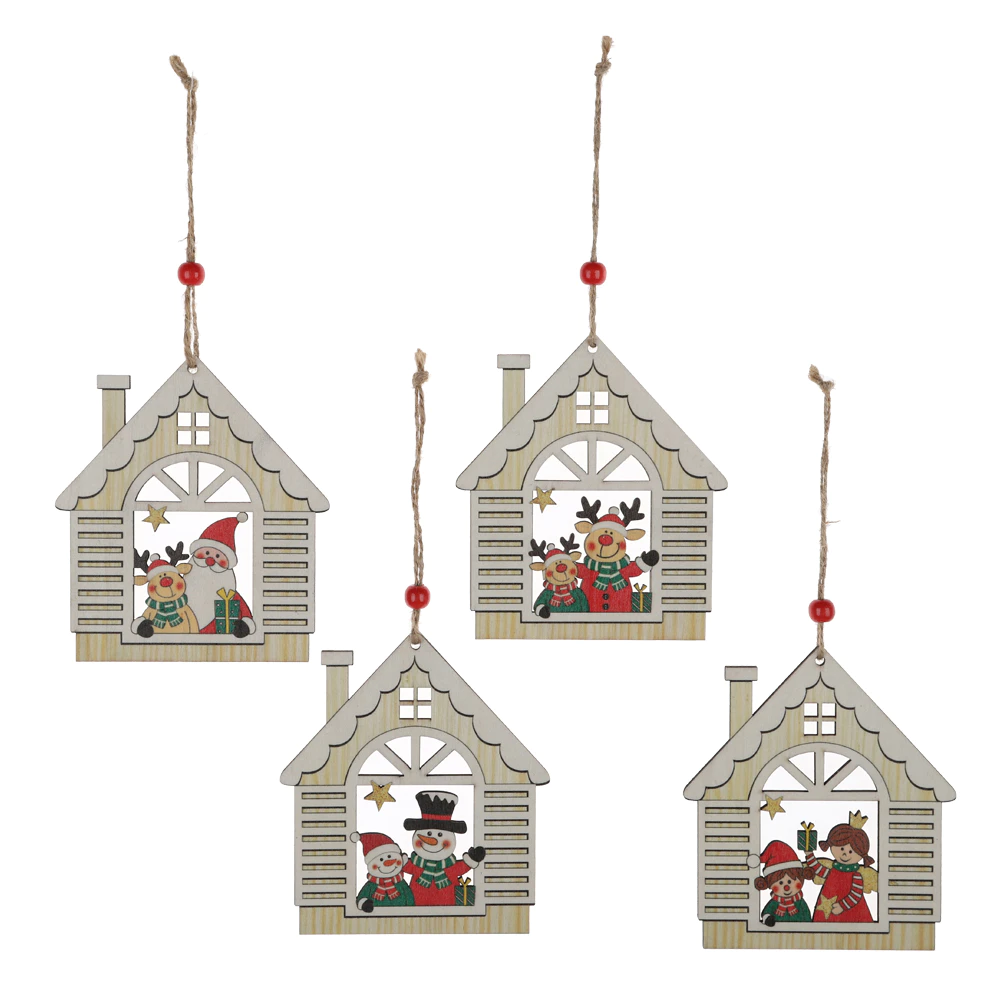 Christmas Tree Decorations House Shape Santa Claus Home Party Ornaments