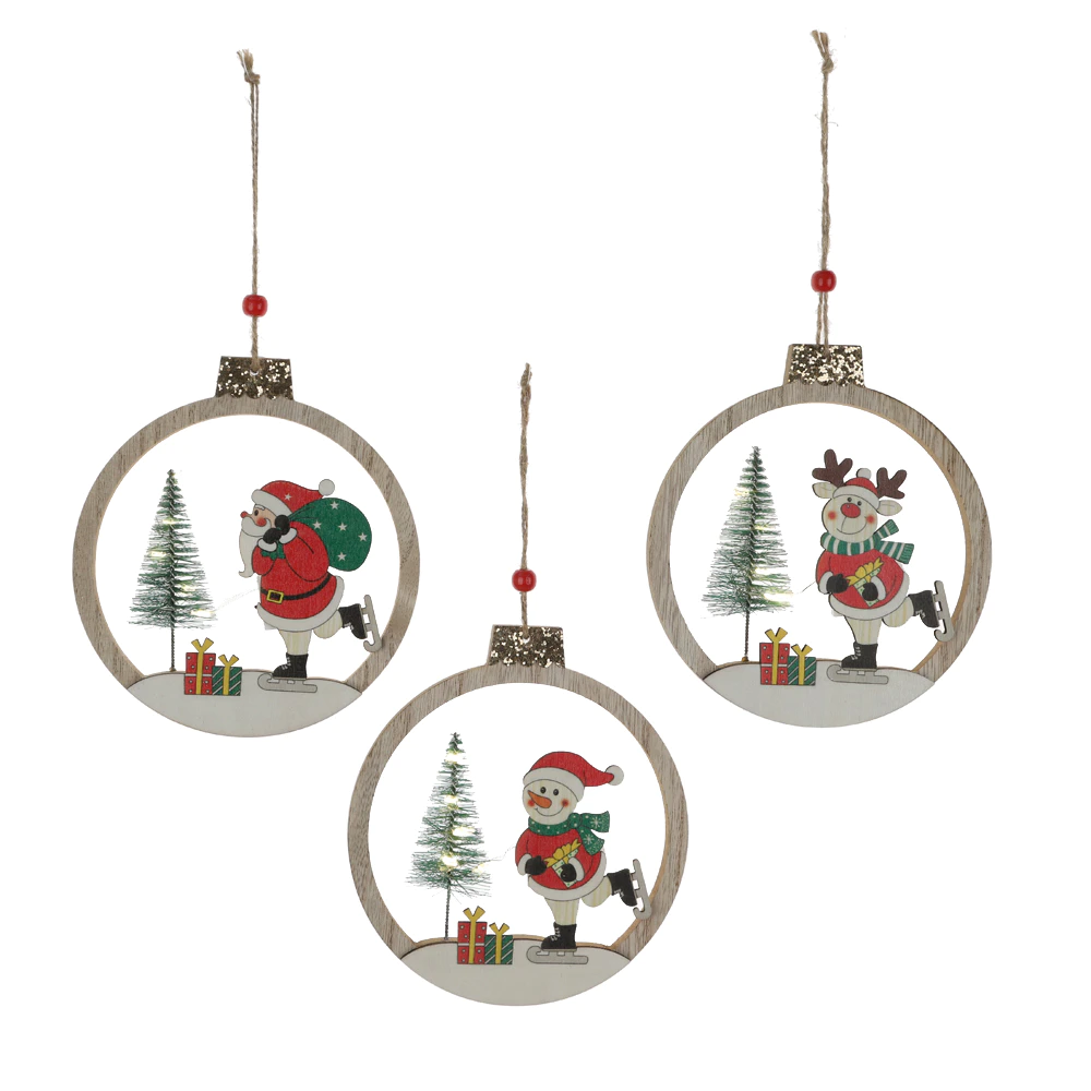 Oem Christmas Wooden Round Home Party Tree Hanging Decoration Factory Price-Tangchen