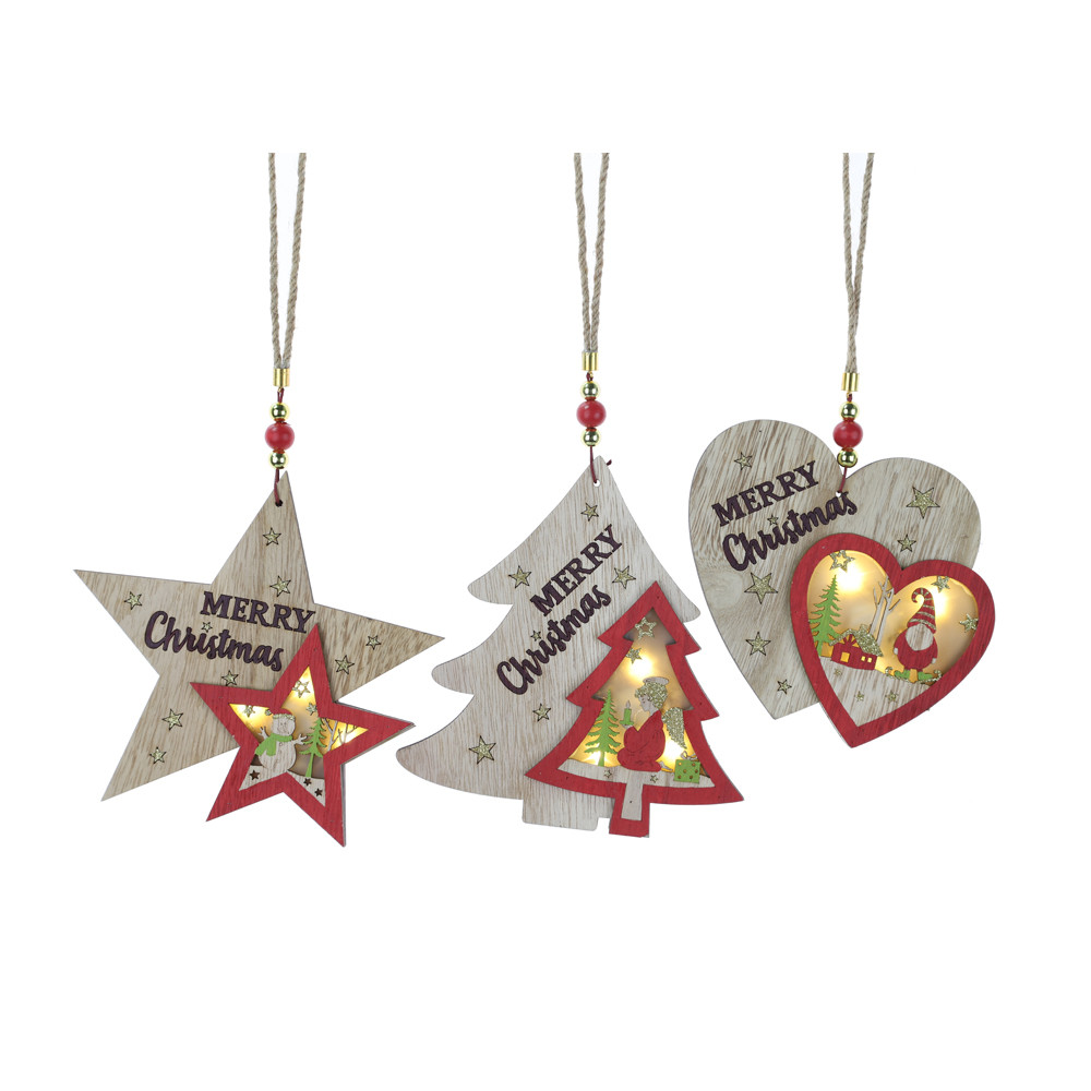 Christmas Tree Decoration LED Light Up Star Tree Heart Shape Home Hanging ornament