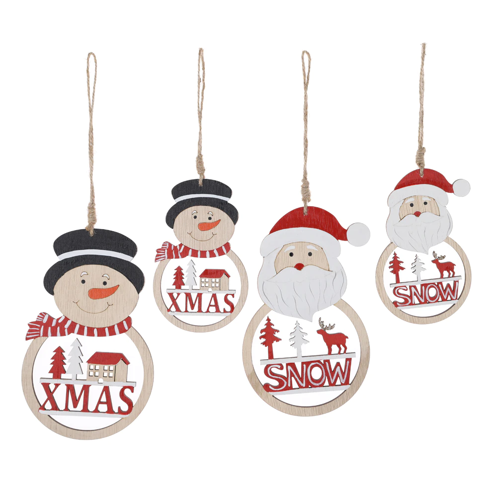 Oem Christmas Snowman Wood Xmas Tree Hanging Decorations For Sale-Tangchen