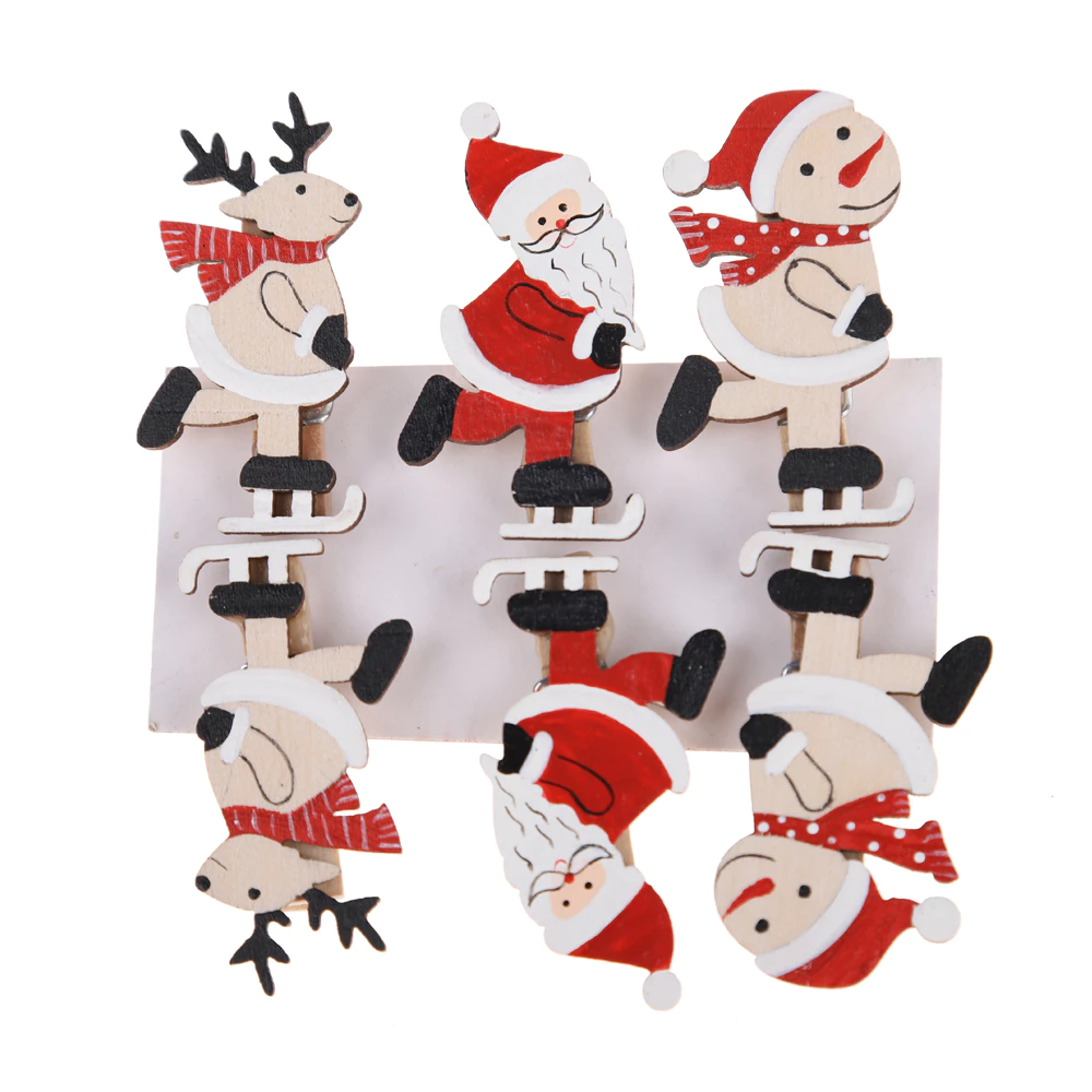 Oem Christmas Santa Claus Angel Shaped Wooden Clips Saet Factory Price-Tangchen