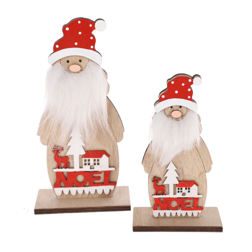 Customized Christmas Tabletop Santa Claus with Wood Base Decoration From China