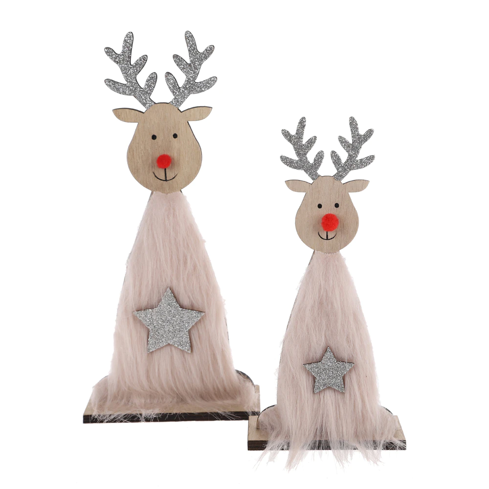 Oem Christmas Reindeer with Fur Tabletop Decoration For Sale-Tangchen
