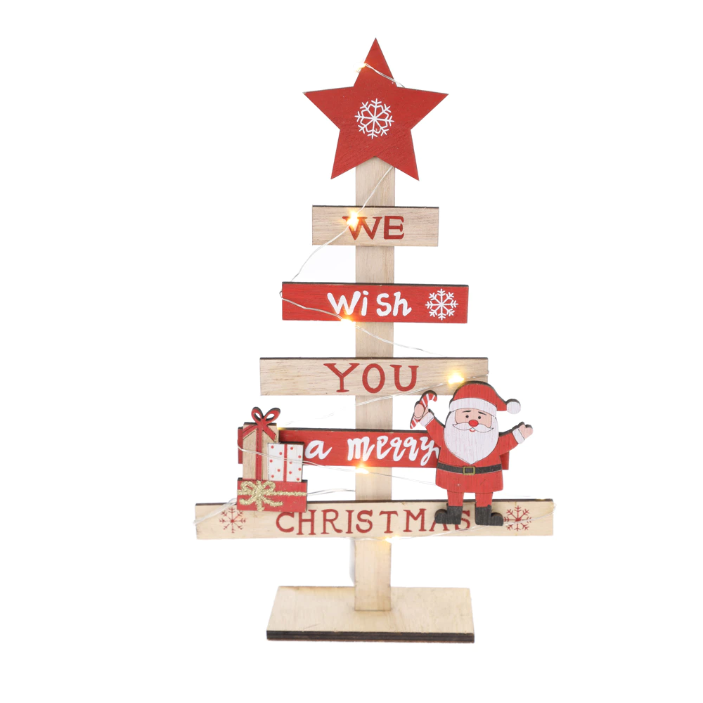 China Professional LED Light Up Wooden Christmas Tree Tabletop Decorations Factory