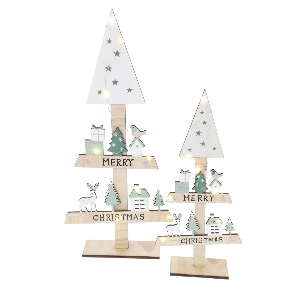 Best Christmas Wooden Tree Merry Christmas Wish Tabletop Decorations Factory Price-Tangchen