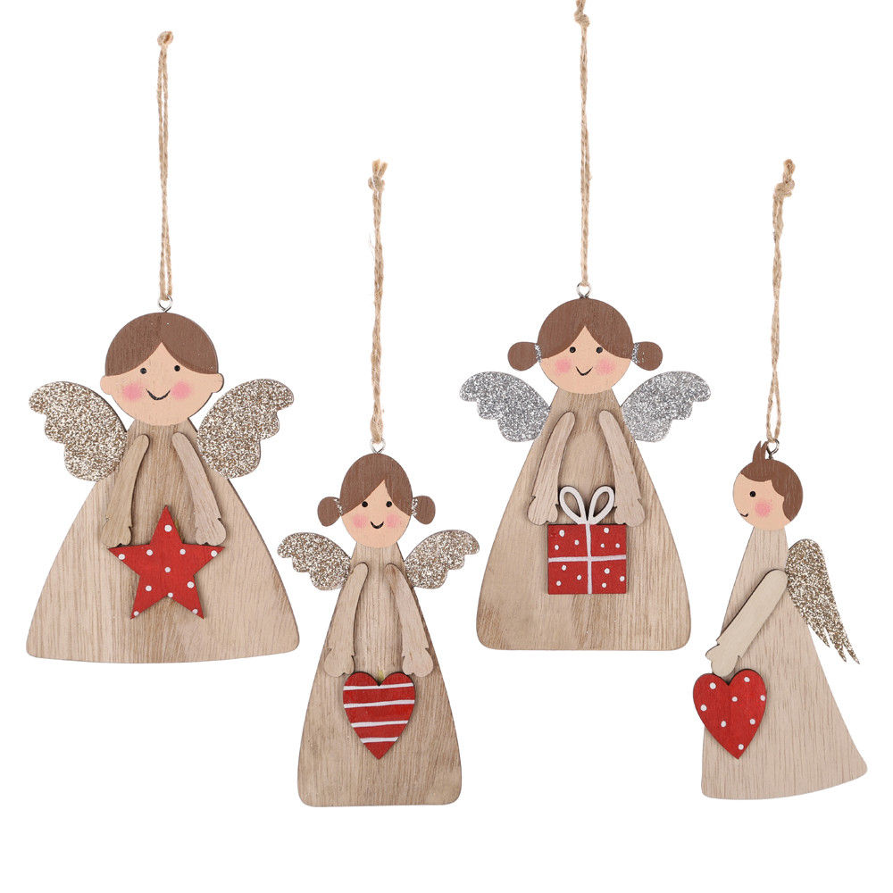 Best Price Christmas Angel Shape Wooden Tree Decoration Supplier-Tangchen